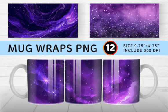 Download Purple Galaxy Glitter Night Sky Mug Wrap - Premium Bundle