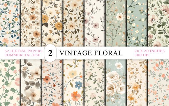 Download Seamless Vintage Floral Wallpaper Bg - Premium Bundle