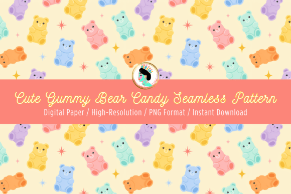 Download Kawaii Sweet Gummy Bear Seamless Pattern - Premium Resources