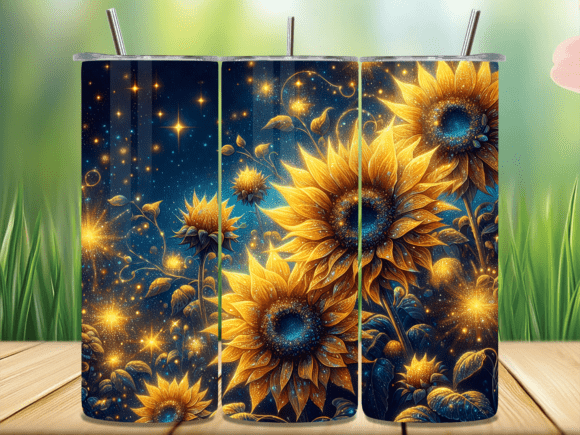Download Sparkle Night Sky Sunflower Tumbler Wrap - Premium Resources
